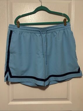 Source Unknown Light Blue Athletic Shorts with Navy Trim